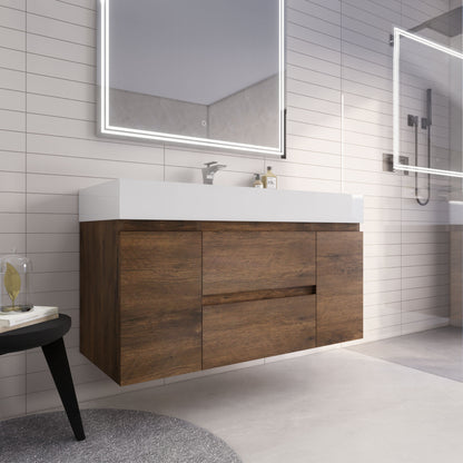 Monterey 48" Wall Mounted Bathroom Vanity with Reinforced Acrylic Integrated Sink Top