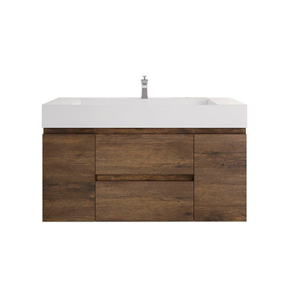 Monterey 48" Wall Mounted Bathroom Vanity with Reinforced Acrylic Integrated Sink Top