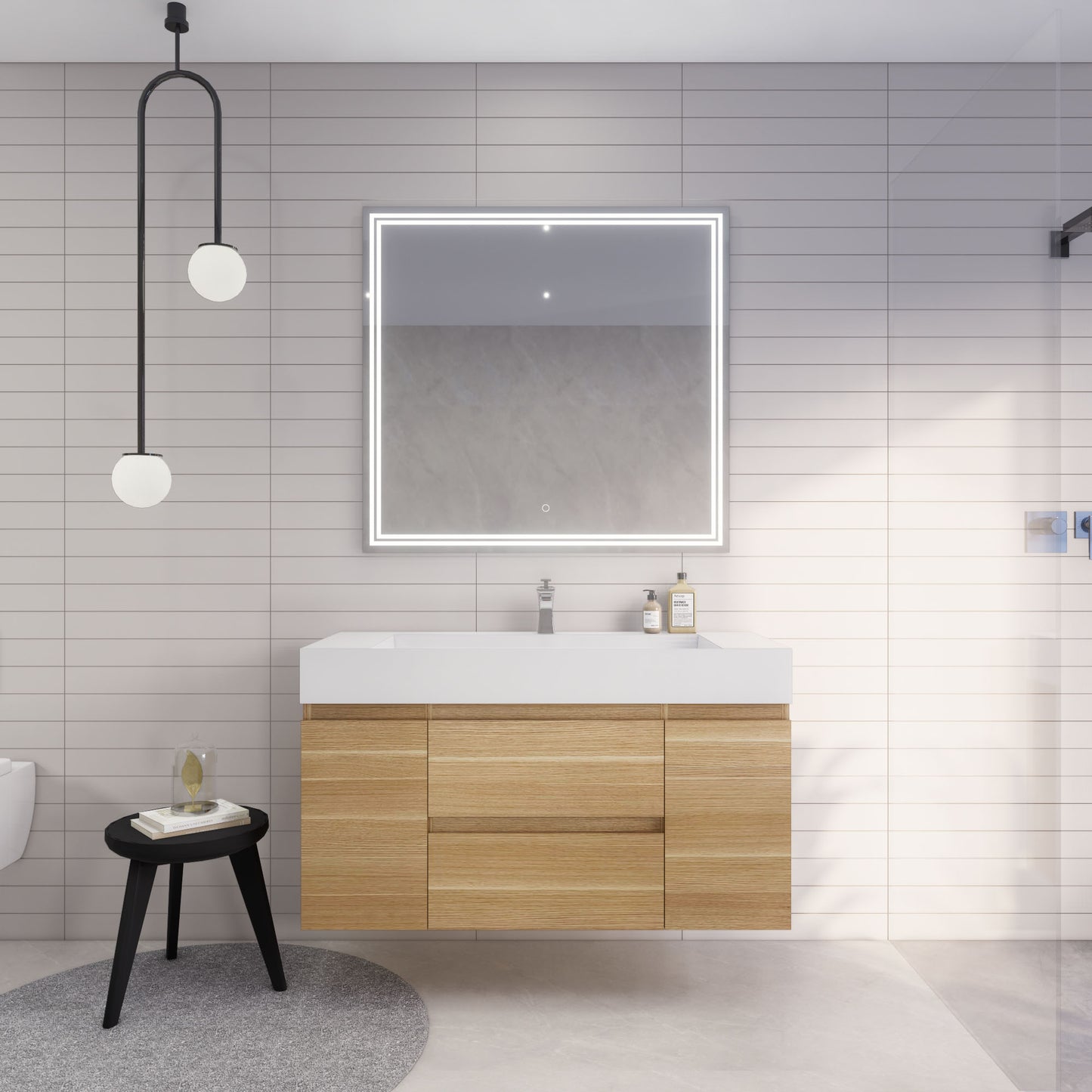 Monterey 48" Wall Mounted Bathroom Vanity with Reinforced Acrylic Integrated Sink Top