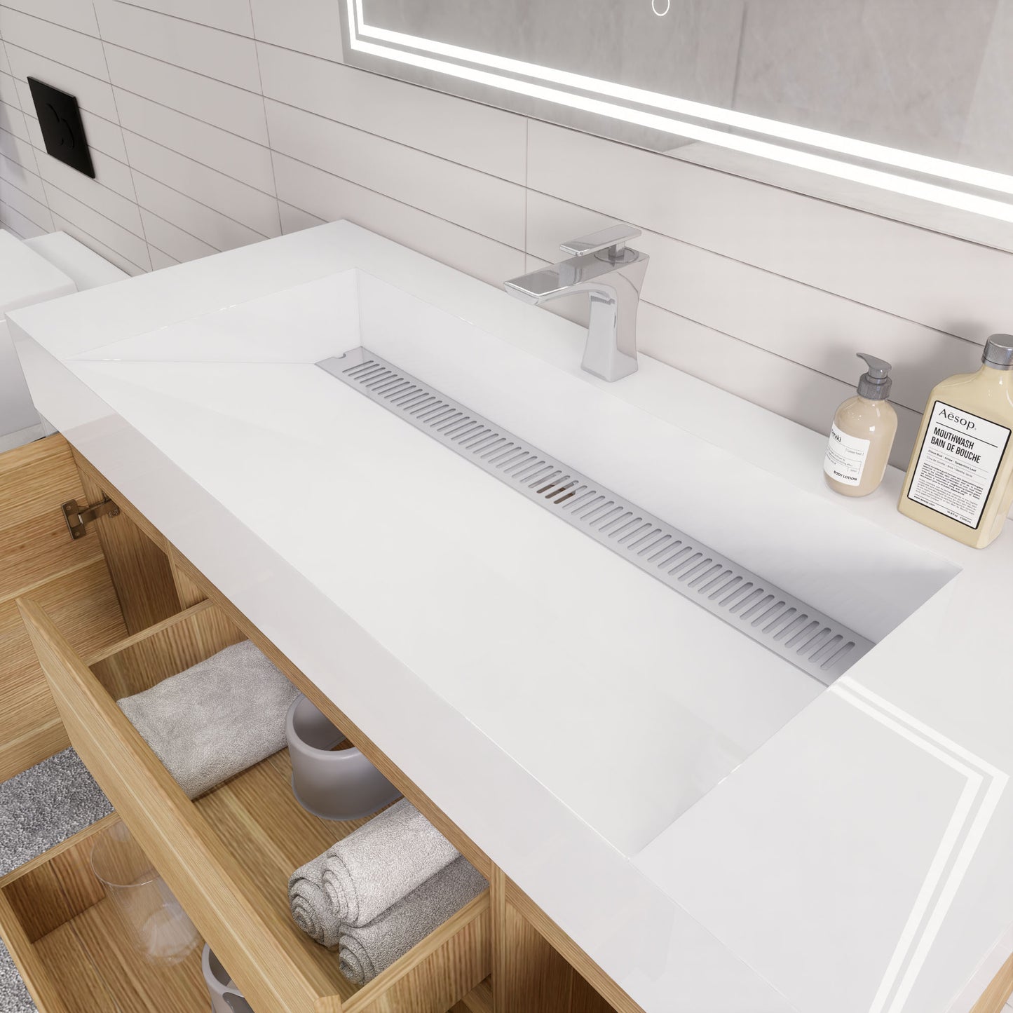 Monterey 48" Wall Mounted Bathroom Vanity with Reinforced Acrylic Integrated Sink Top