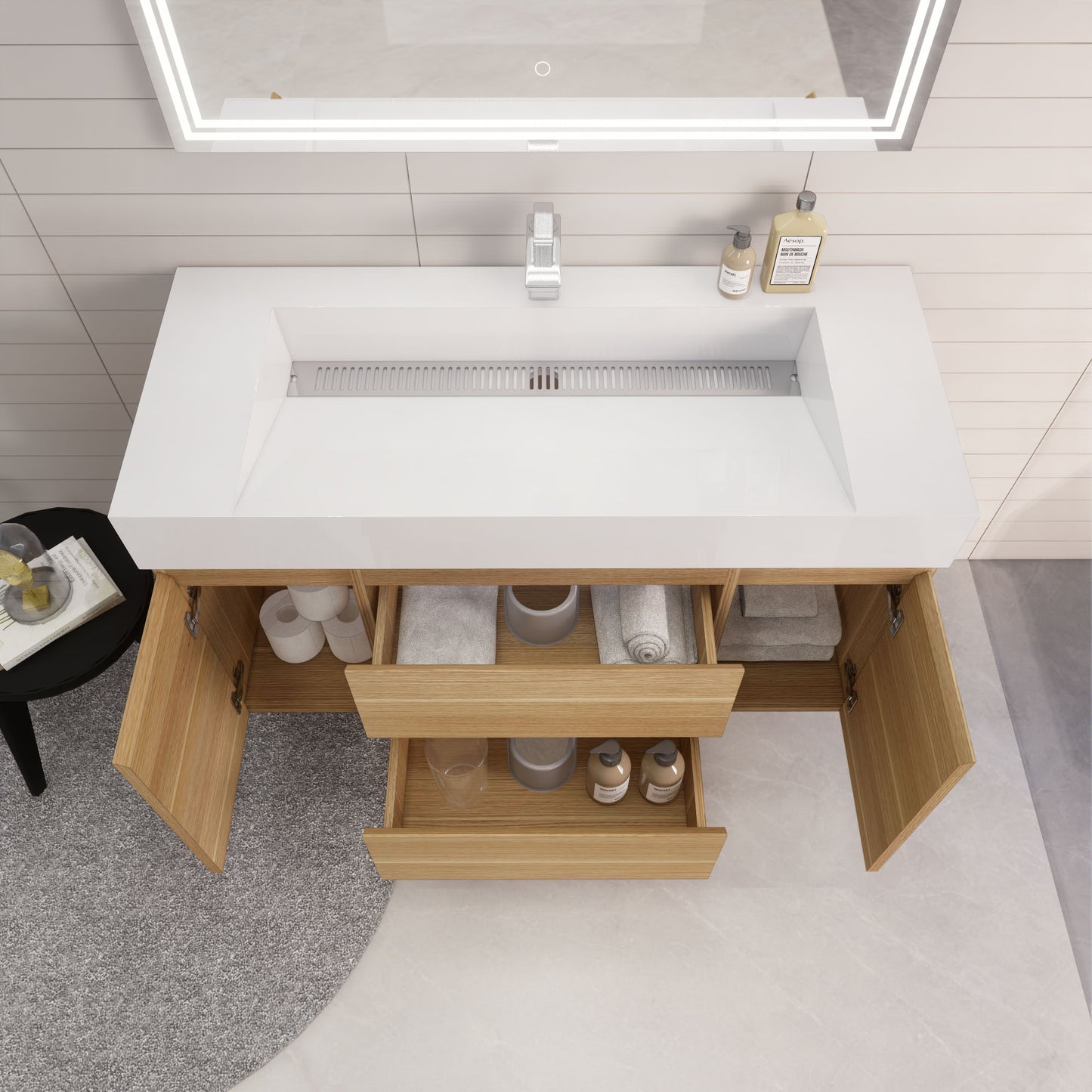 Monterey 48" Wall Mounted Bathroom Vanity with Reinforced Acrylic Integrated Sink Top