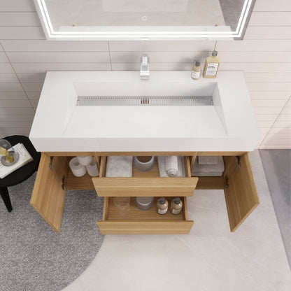 Monterey 48" Wall Mounted Bathroom Vanity with Reinforced Acrylic Integrated Sink Top