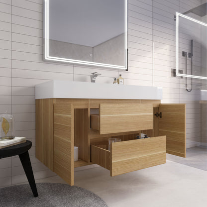 Monterey 48" Wall Mounted Bathroom Vanity with Reinforced Acrylic Integrated Sink Top