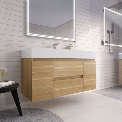 Monterey 48" Wall Mounted Bathroom Vanity with Reinforced Acrylic Integrated Sink Top