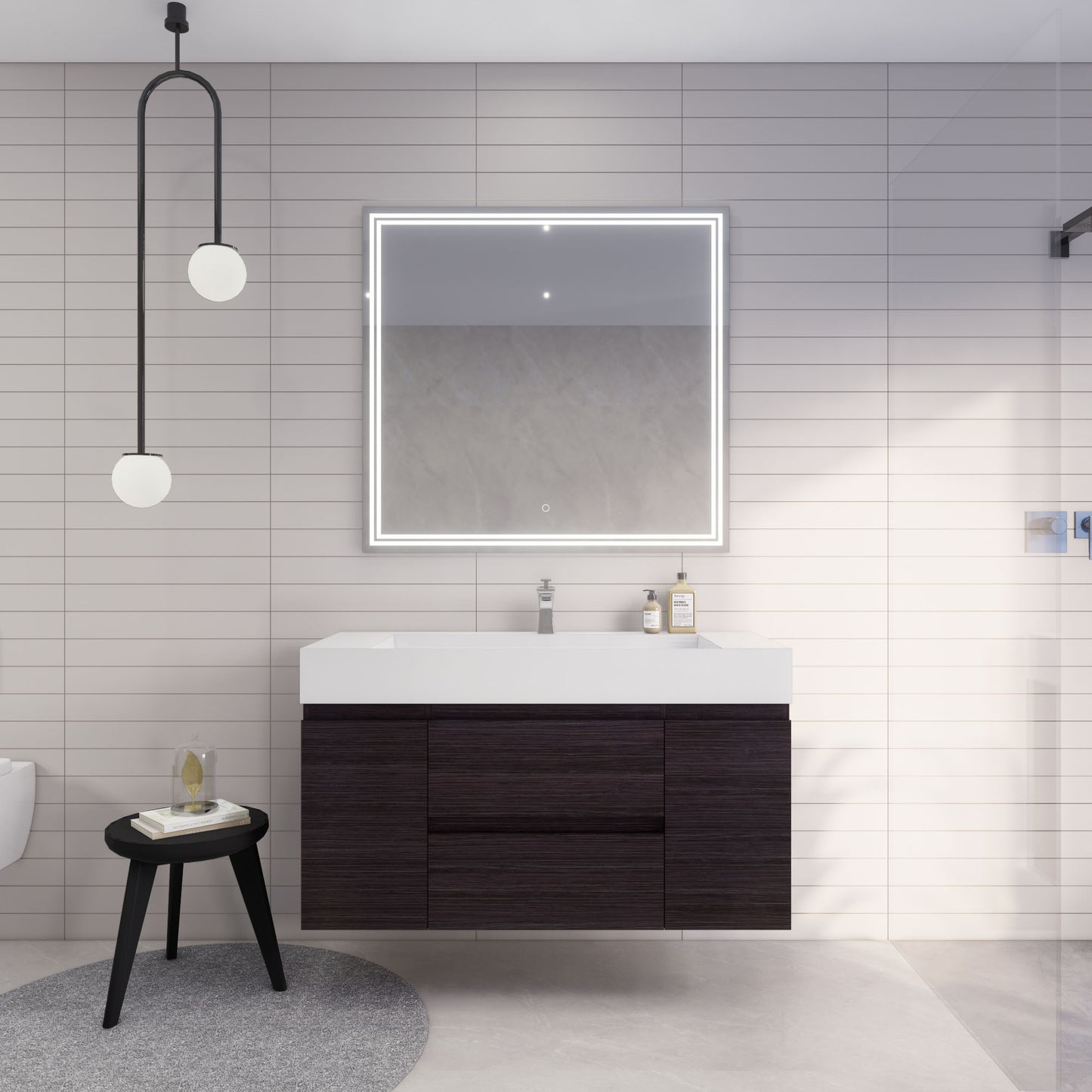 Monterey 48" Wall Mounted Bathroom Vanity with Reinforced Acrylic Integrated Sink Top
