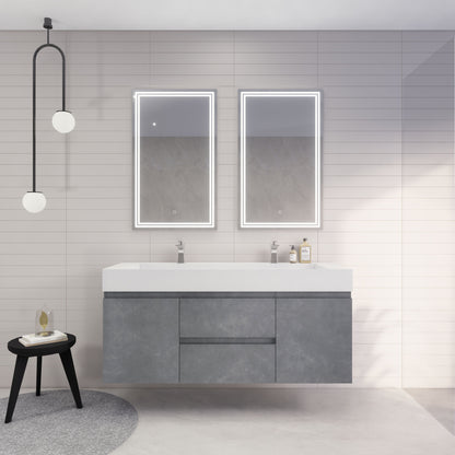 Monterey 60" Wall Mounted Bathroom Vanity with Reinforced Acrylic Integrated Sink Top