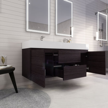 Monterey 60" Wall Mounted Bathroom Vanity with Reinforced Acrylic Integrated Sink Top