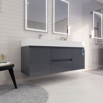 Monterey 60" Wall Mounted Bathroom Vanity with Reinforced Acrylic Integrated Sink Top