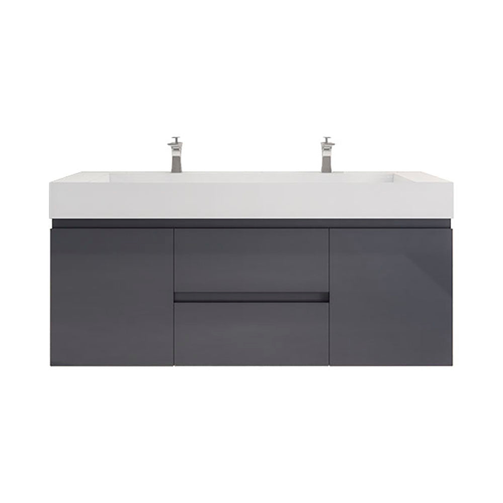 Monterey 60" Wall Mounted Bathroom Vanity with Reinforced Acrylic Integrated Sink Top
