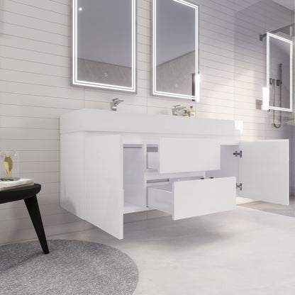 Monterey 60" Wall Mounted Bathroom Vanity with Reinforced Acrylic Integrated Sink Top