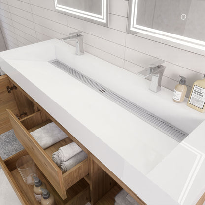Monterey 60" Wall Mounted Bathroom Vanity with Reinforced Acrylic Integrated Sink Top