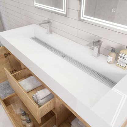 Monterey 60" Wall Mounted Bathroom Vanity with Reinforced Acrylic Integrated Sink Top
