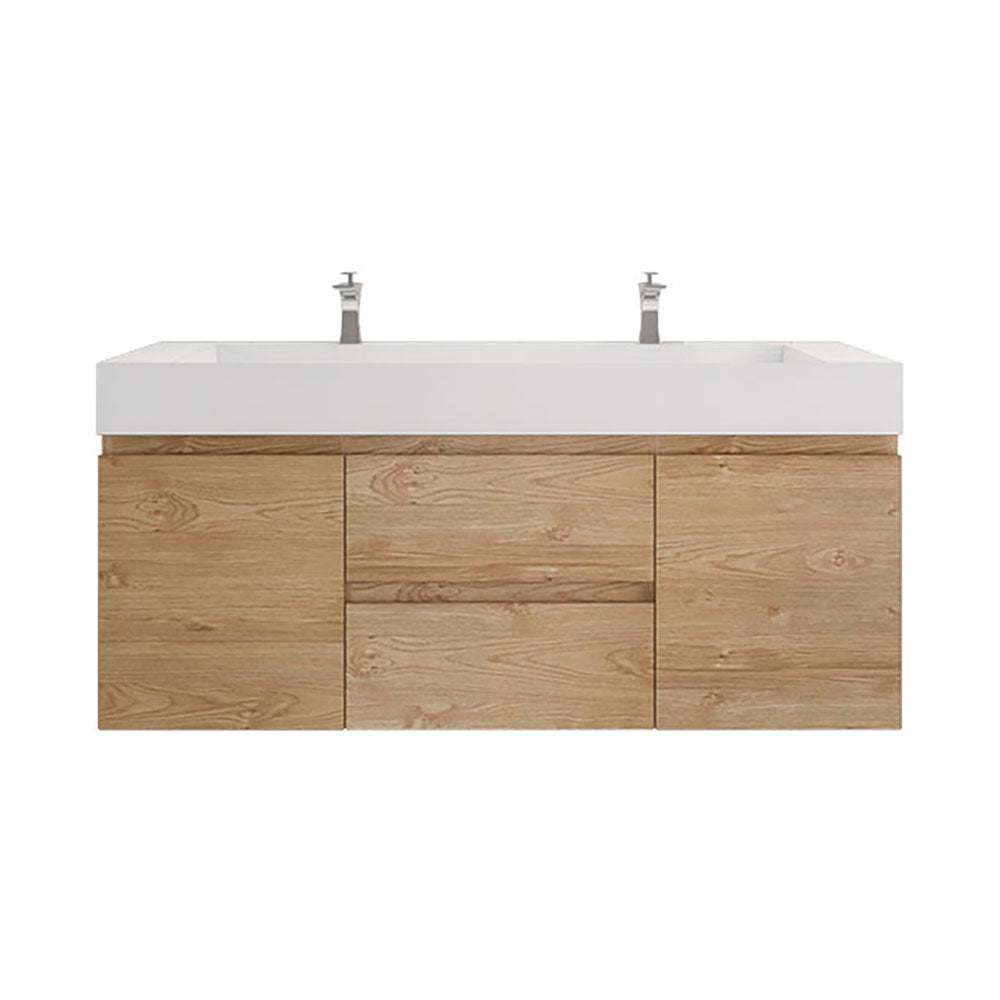 Monterey 60" Wall Mounted Bathroom Vanity with Reinforced Acrylic Integrated Sink Top