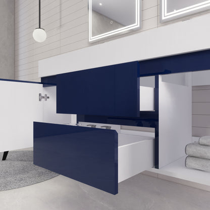 Monterey 60" Wall Mounted Bathroom Vanity with Reinforced Acrylic Integrated Sink Top