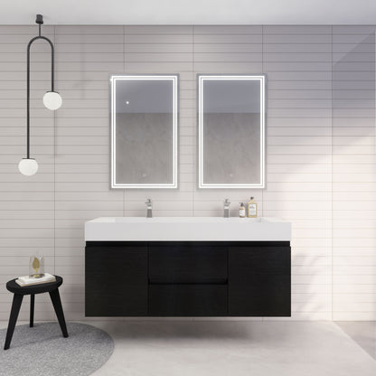 Monterey 60" Wall Mounted Bathroom Vanity with Reinforced Acrylic Integrated Sink Top