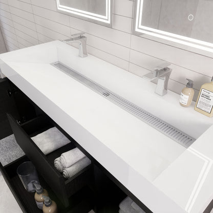 Monterey 60" Wall Mounted Bathroom Vanity with Reinforced Acrylic Integrated Sink Top