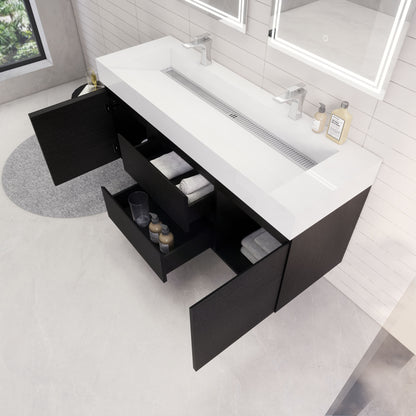 Monterey 60" Wall Mounted Bathroom Vanity with Reinforced Acrylic Integrated Sink Top