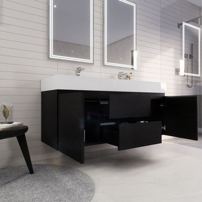 Monterey 60" Wall Mounted Bathroom Vanity with Reinforced Acrylic Integrated Sink Top