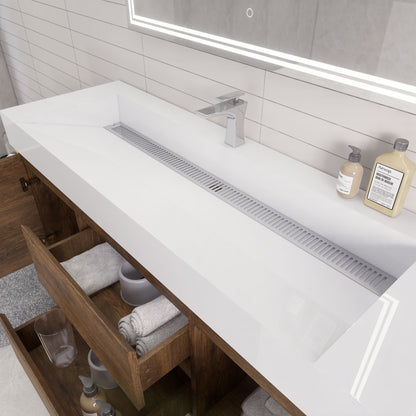 Monterey 60" Wall Mounted Bathroom Vanity with Reinforced Acrylic Integrated Sink Top