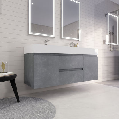 Monterey 60" Wall Mounted Bathroom Vanity with Reinforced Acrylic Integrated Sink Top