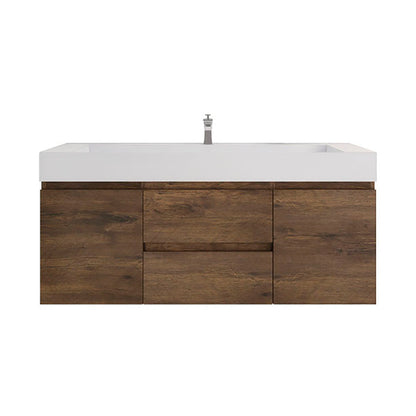 Monterey 60" Wall Mounted Bathroom Vanity with Reinforced Acrylic Integrated Sink Top