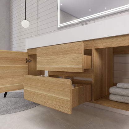 Monterey 60" Wall Mounted Bathroom Vanity with Reinforced Acrylic Integrated Sink Top