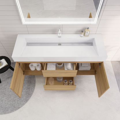 Monterey 60" Wall Mounted Bathroom Vanity with Reinforced Acrylic Integrated Sink Top