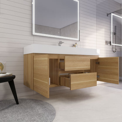 Monterey 60" Wall Mounted Bathroom Vanity with Reinforced Acrylic Integrated Sink Top