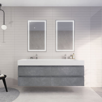 Monterey 72" Wall Mounted Bathroom Vanity with Reinforced Acrylic Integrated Sink Top