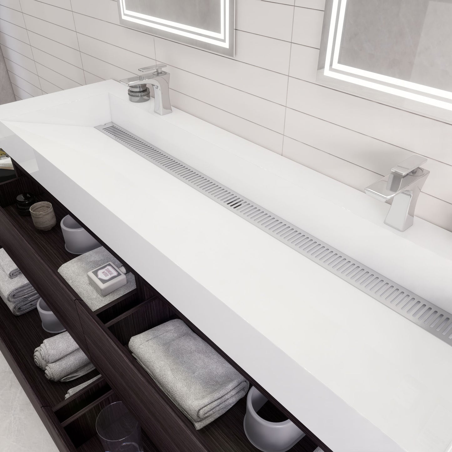 Monterey 72" Wall Mounted Bathroom Vanity with Reinforced Acrylic Integrated Sink Top