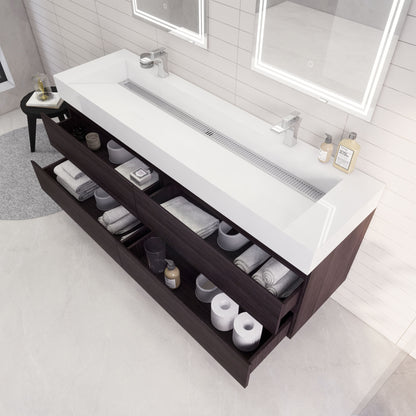 Monterey 72" Wall Mounted Bathroom Vanity with Reinforced Acrylic Integrated Sink Top
