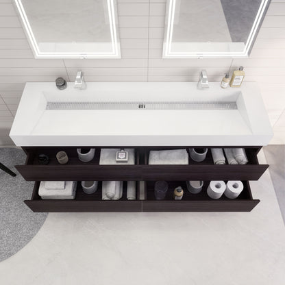 Monterey 72" Wall Mounted Bathroom Vanity with Reinforced Acrylic Integrated Sink Top