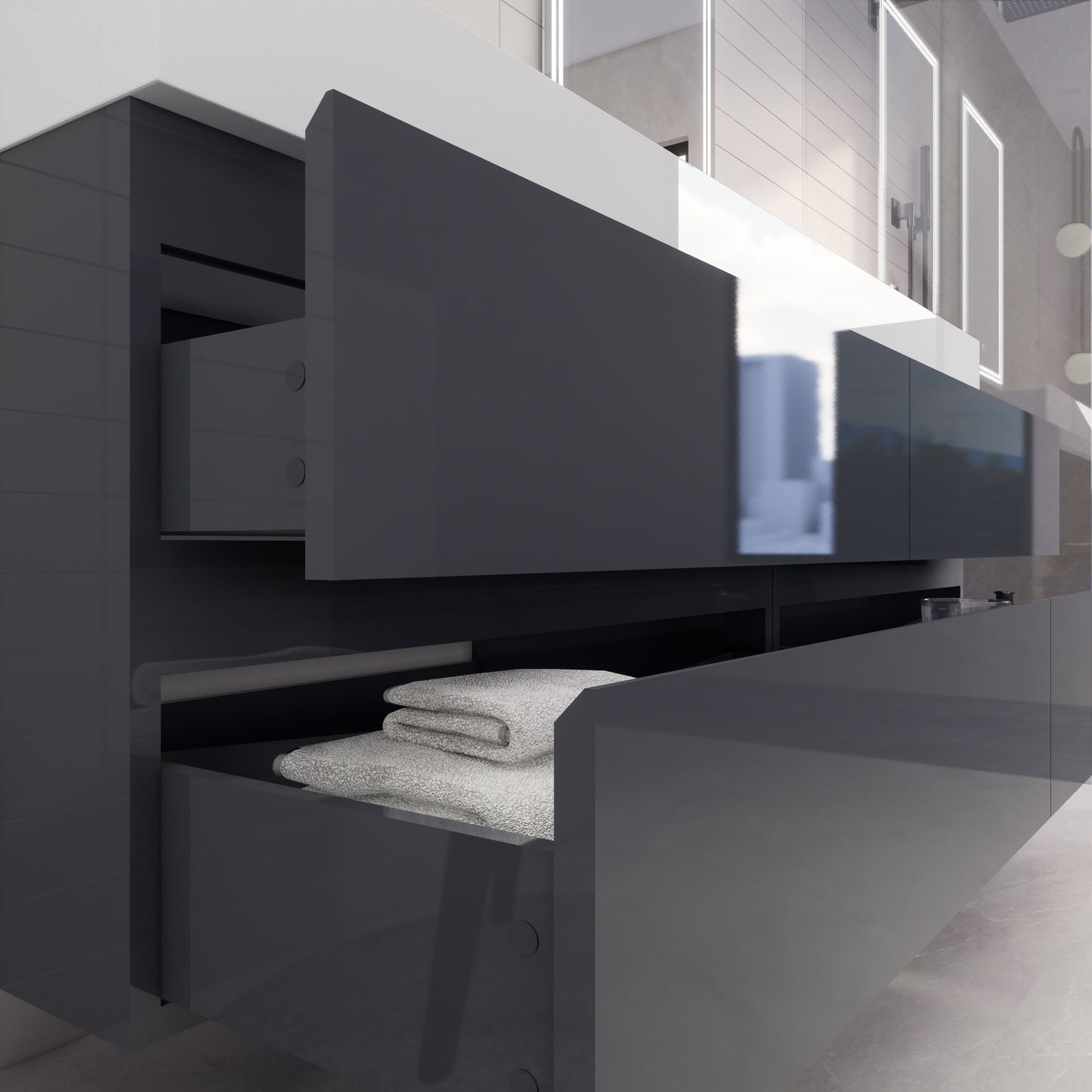 Monterey 72" Wall Mounted Bathroom Vanity with Reinforced Acrylic Integrated Sink Top