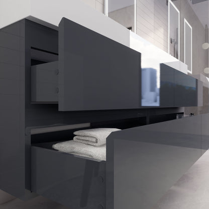 Monterey 72" Wall Mounted Bathroom Vanity with Reinforced Acrylic Integrated Sink Top