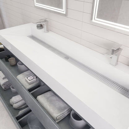 Monterey 72" Wall Mounted Bathroom Vanity with Reinforced Acrylic Integrated Sink Top