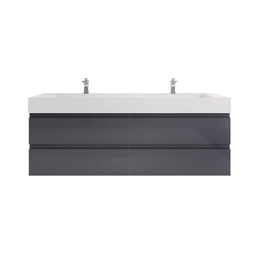 Monterey 72" Wall Mounted Bathroom Vanity with Reinforced Acrylic Integrated Sink Top