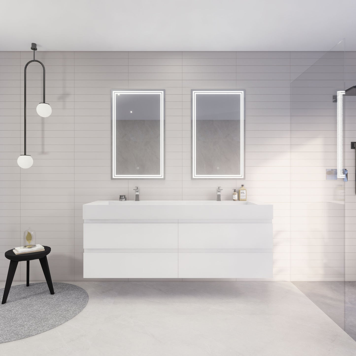 Monterey 72" Wall Mounted Bathroom Vanity with Reinforced Acrylic Integrated Sink Top