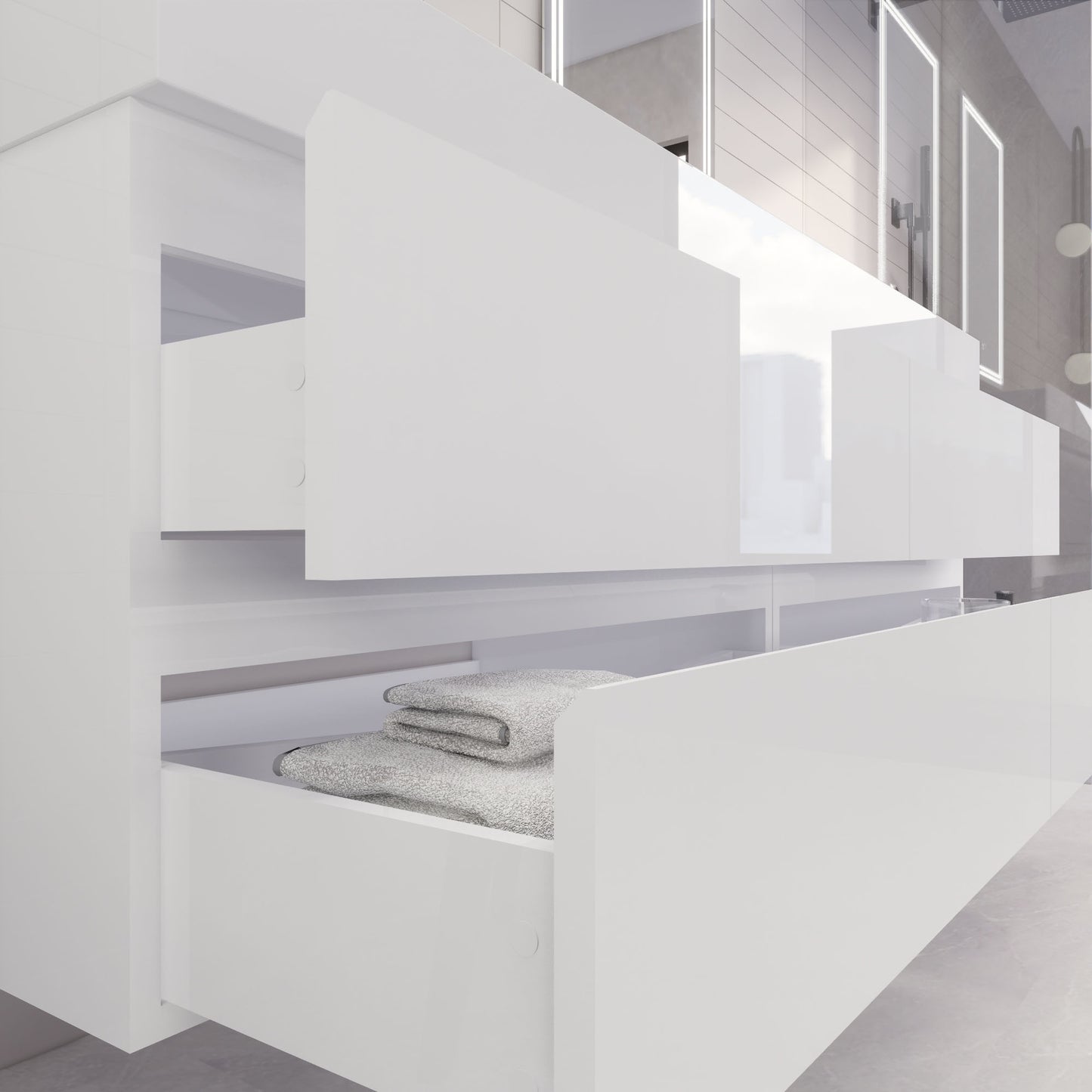 Monterey 72" Wall Mounted Bathroom Vanity with Reinforced Acrylic Integrated Sink Top