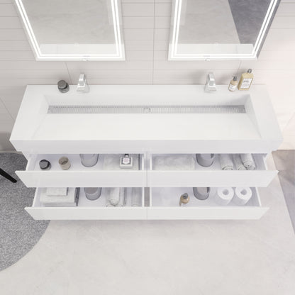 Monterey 72" Wall Mounted Bathroom Vanity with Reinforced Acrylic Integrated Sink Top