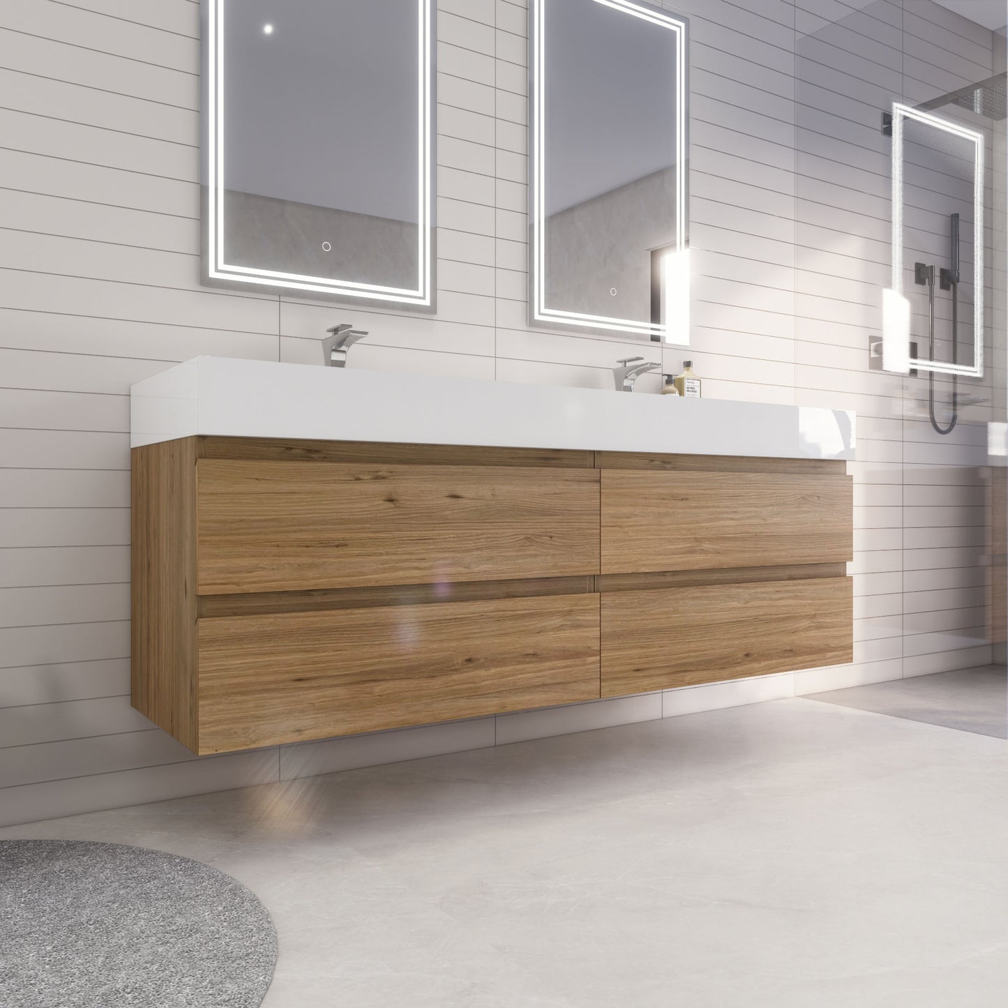 Monterey 72" Wall Mounted Bathroom Vanity with Reinforced Acrylic Integrated Sink Top