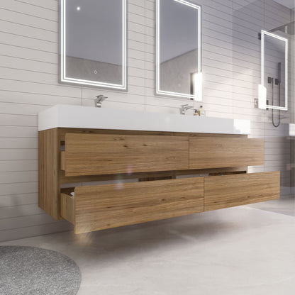 Monterey 72" Wall Mounted Bathroom Vanity with Reinforced Acrylic Integrated Sink Top