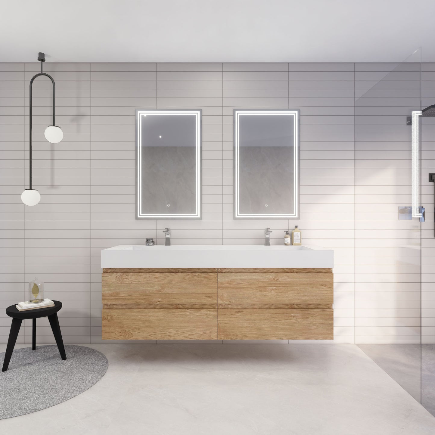Monterey 72" Wall Mounted Bathroom Vanity with Reinforced Acrylic Integrated Sink Top