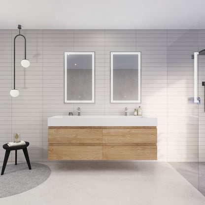 Monterey 72" Wall Mounted Bathroom Vanity with Reinforced Acrylic Integrated Sink Top