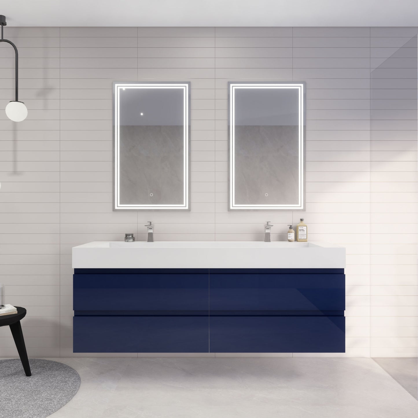 Monterey 72" Wall Mounted Bathroom Vanity with Reinforced Acrylic Integrated Sink Top