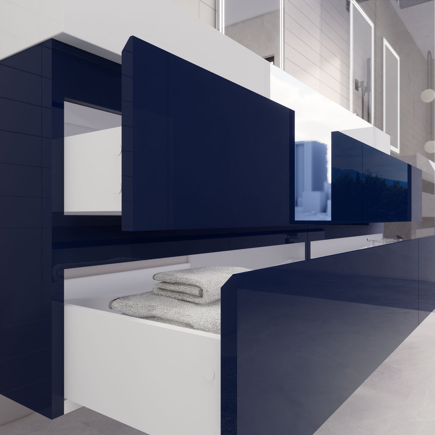 Monterey 72" Wall Mounted Bathroom Vanity with Reinforced Acrylic Integrated Sink Top