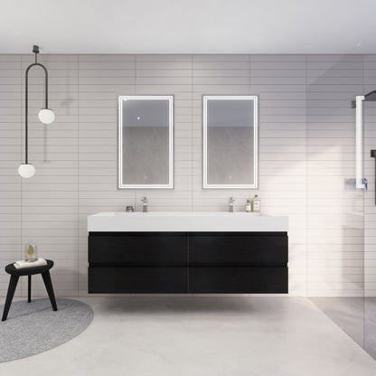 Monterey 72" Wall Mounted Bathroom Vanity with Reinforced Acrylic Integrated Sink Top