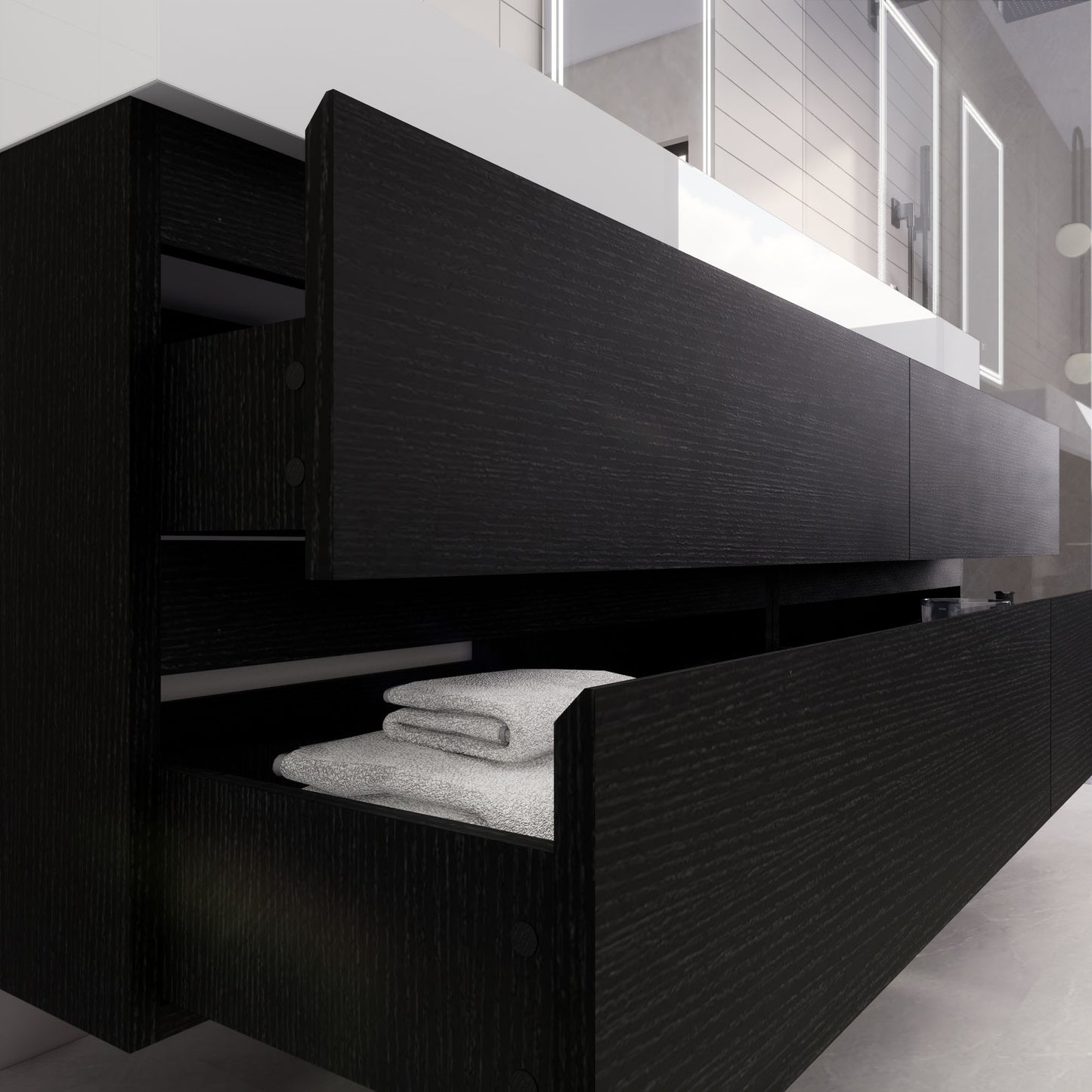 Monterey 72" Wall Mounted Bathroom Vanity with Reinforced Acrylic Integrated Sink Top
