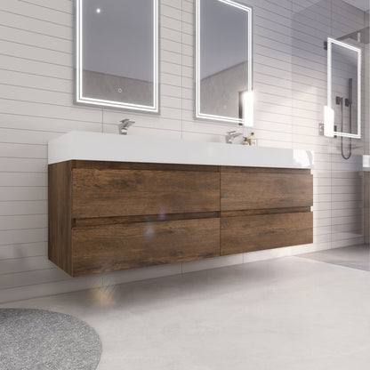 Monterey 72" Wall Mounted Bathroom Vanity with Reinforced Acrylic Integrated Sink Top