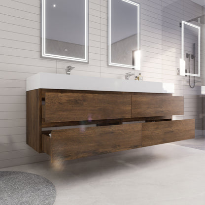 Monterey 72" Wall Mounted Bathroom Vanity with Reinforced Acrylic Integrated Sink Top