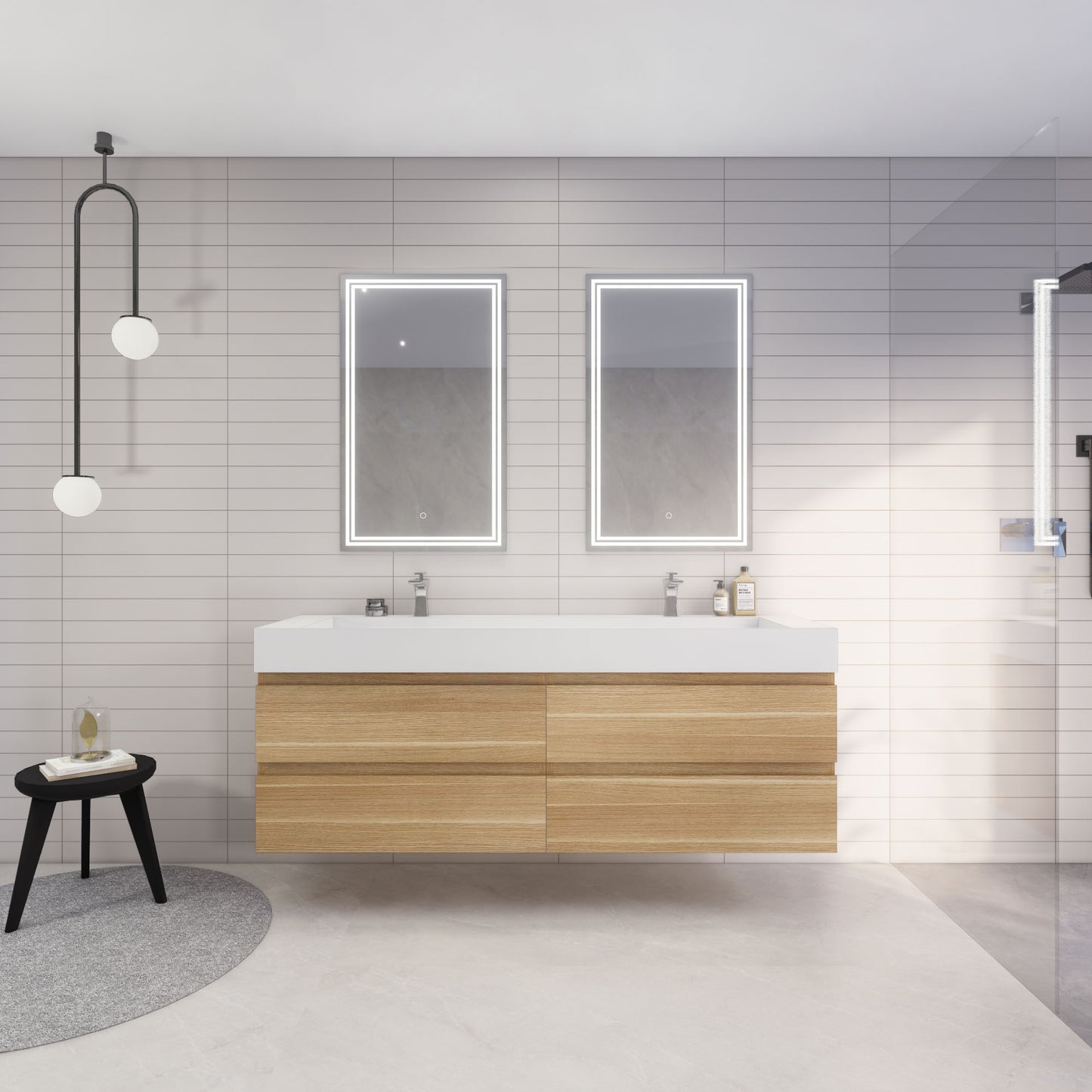 Monterey 72" Wall Mounted Bathroom Vanity with Reinforced Acrylic Integrated Sink Top
